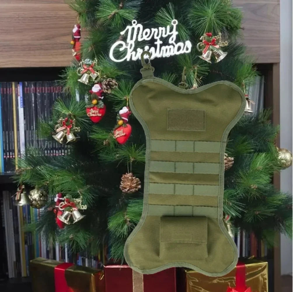 Tactical Christmas Stockings Dog Bone Xmas Stocking Mantel Decoration Hanging Molle Gear Pouch Pet Gift Xmas Hanging Ornament