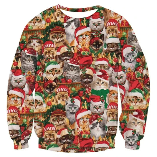Pullovers Tops Funny Animal Goat Graphic Ugly Christmas Sweater Fashion Pet Cat Dog Sweatshirts For Women Clothes Xmas Boy Gift