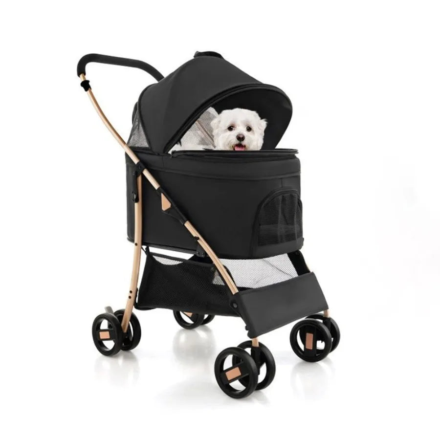 Foldable 3In1 Pet Stroller with Removable Seat Carrier