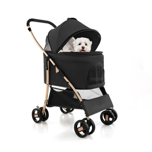 Foldable 3In1 Pet Stroller with Removable Seat Carrier