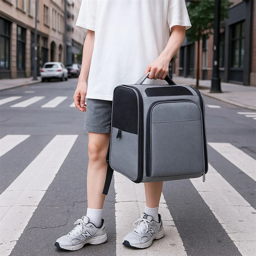 Pet Carrier Backpack, Expandable Cat Dog Carrier with Front & Back Extension, Breathable Mesh Travel Backpack for Small Dogs Cat