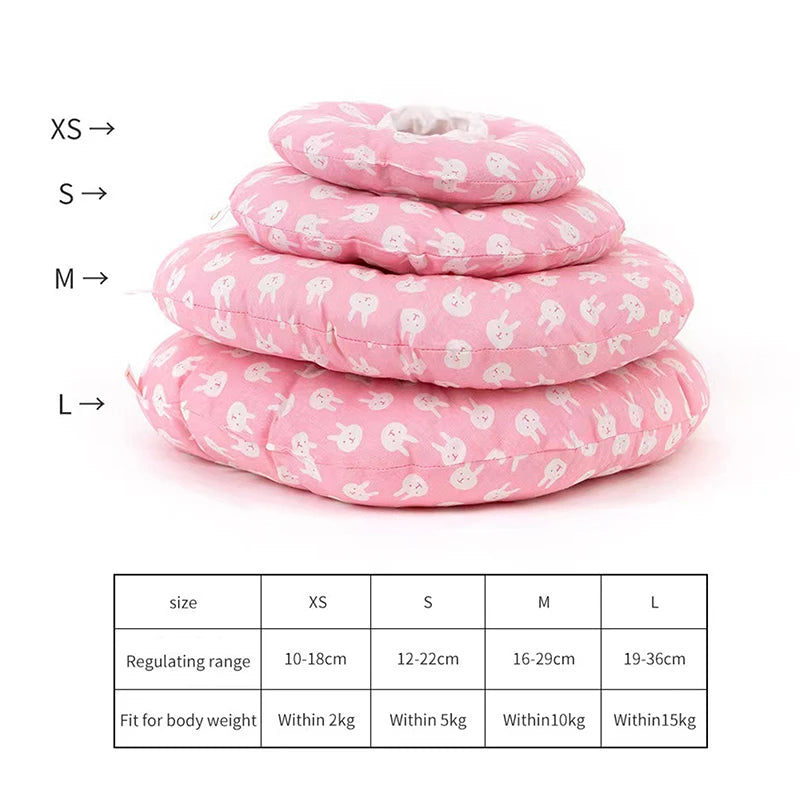 Cute Sweet Cartoon Pattern Cat Elizabethan Collar Adjustable Recovery Collar Pet Dog Neck Recovery Collar Protective Collar