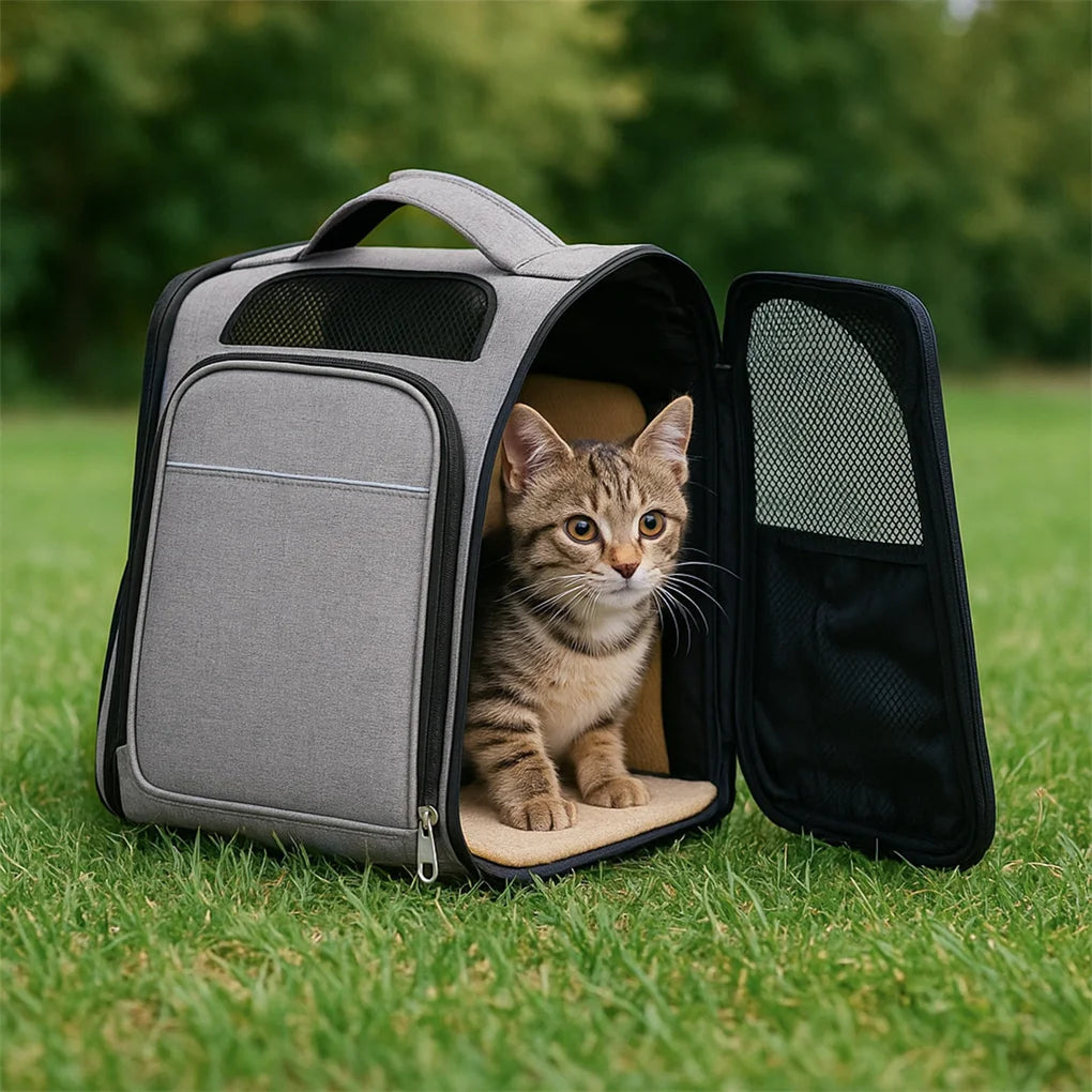 Pet Carrier Backpack, Expandable Cat Dog Carrier with Front & Back Extension, Breathable Mesh Travel Backpack for Small Dogs Cat