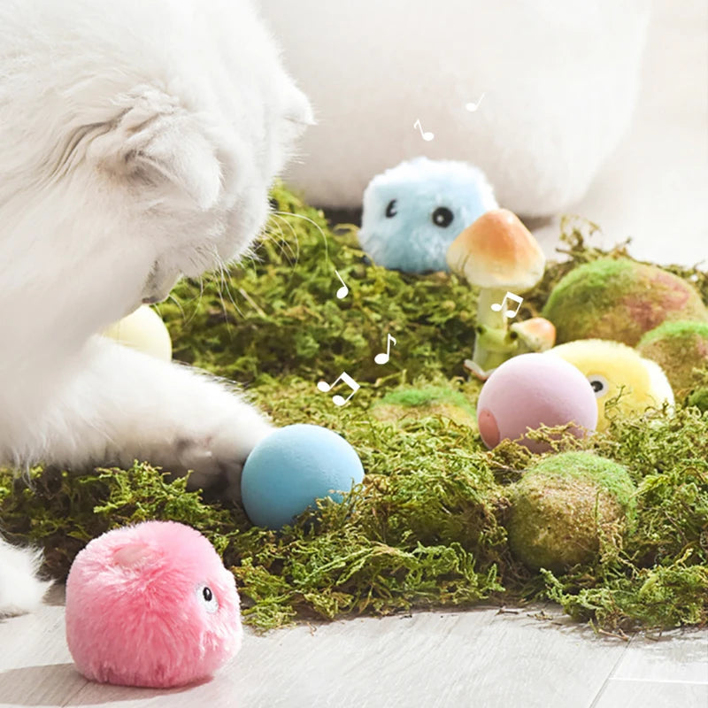 Smart Cat Toys Interactive Ball Plush Electric Catnip Training Toy Kitten Touch Sounding Pet Product Squeak Toy Ball Cat Play