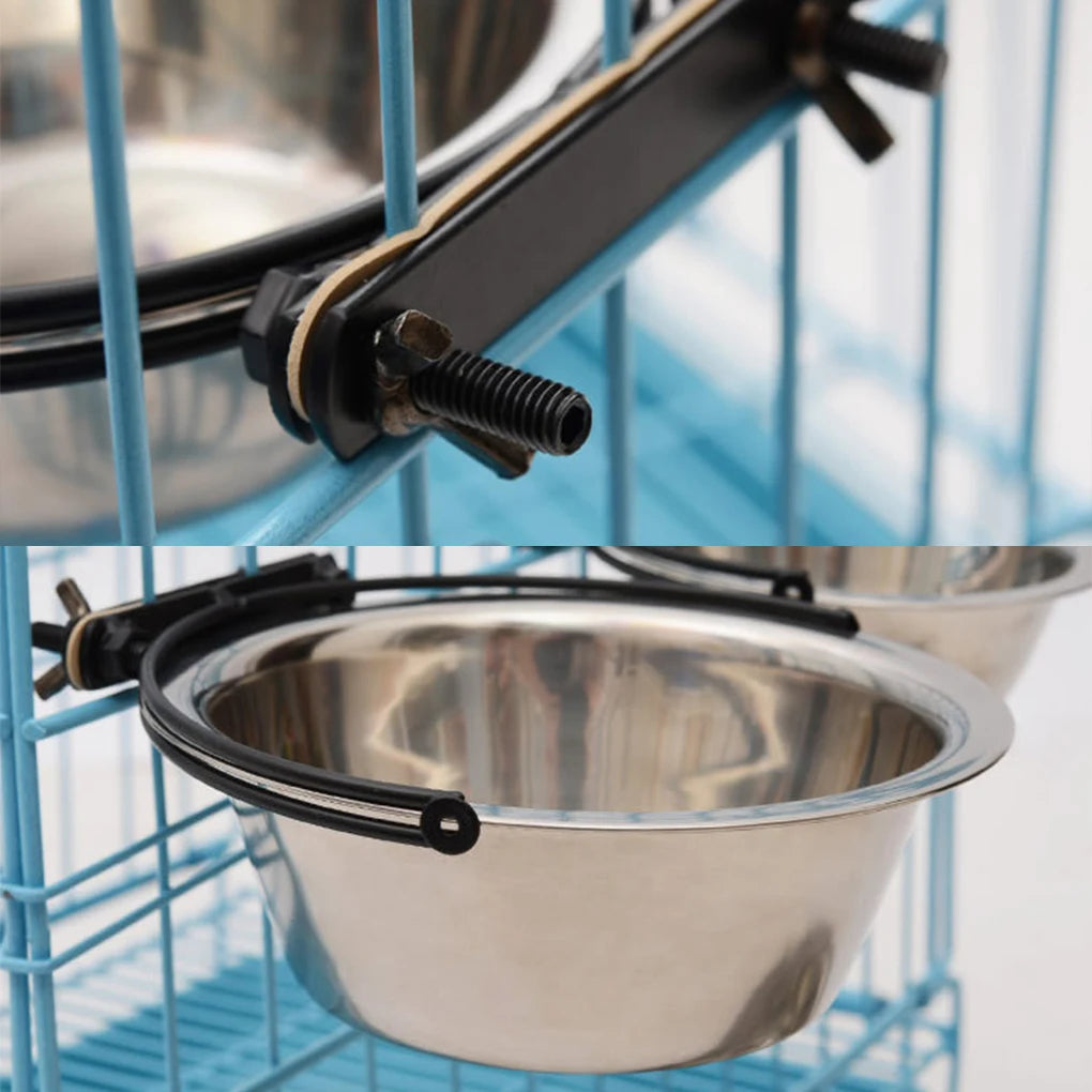 Silver Convenient Stainless Steel Hanging Pet Bowl For Easy Feeding Stainless Steel Is Sturdy 17CM