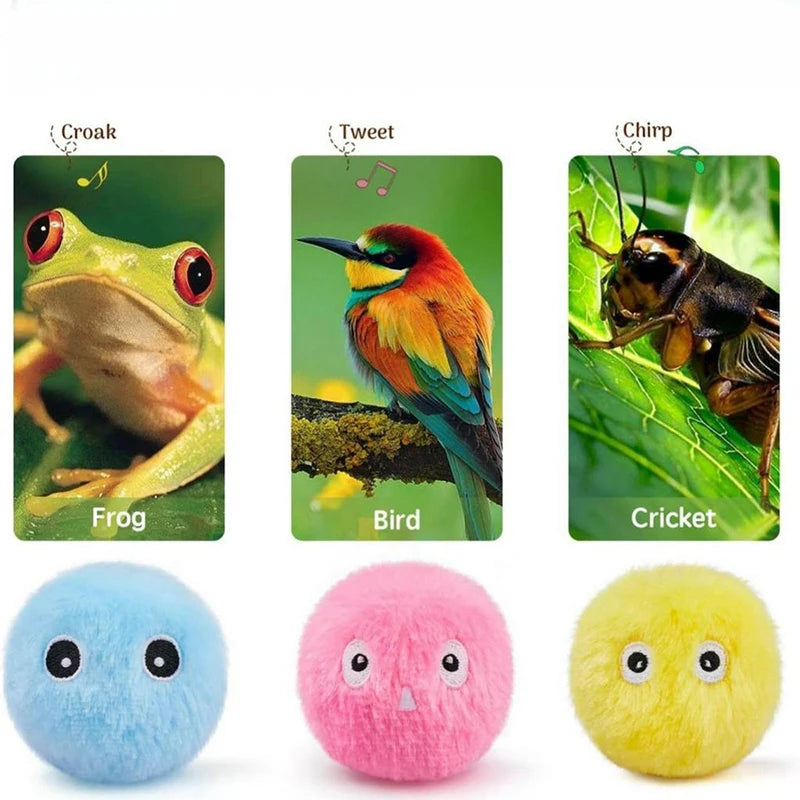 Smart Cat Toys Interactive Ball Plush Electric Catnip Training Toy Kitten Touch Sounding Pet Product Squeak Toy Ball Cat Play