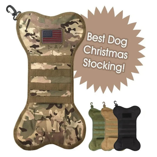 Tactical Christmas Stockings Dog Bone Xmas Stocking Mantel Decoration Hanging Molle Gear Pouch Pet Gift Xmas Hanging Ornament
