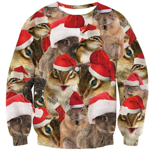 Pullovers Tops Funny Animal Goat Graphic Ugly Christmas Sweater Fashion Pet Cat Dog Sweatshirts For Women Clothes Xmas Boy Gift