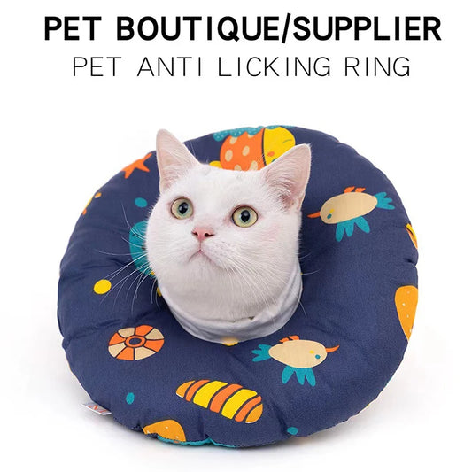 Cute Sweet Cartoon Pattern Cat Elizabethan Collar Adjustable Recovery Collar Pet Dog Neck Recovery Collar Protective Collar