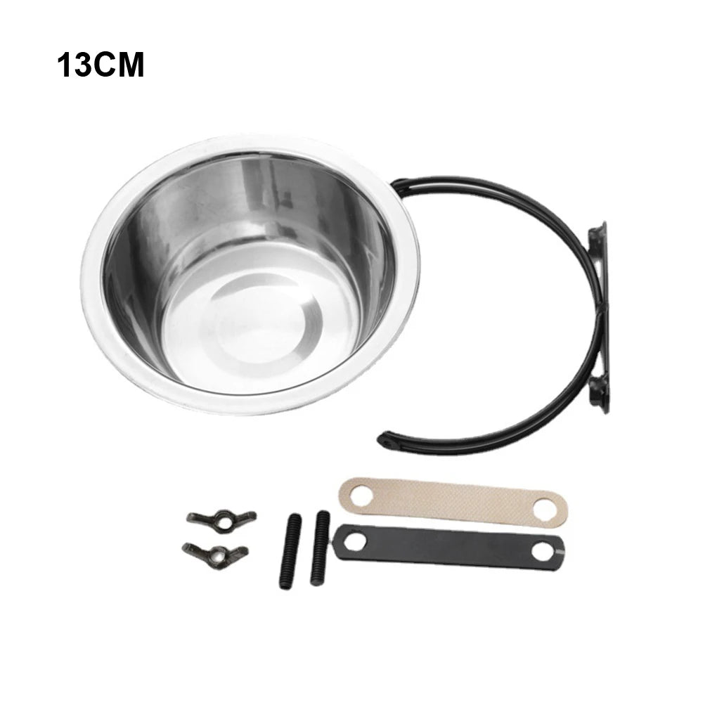 Silver Convenient Stainless Steel Hanging Pet Bowl For Easy Feeding Stainless Steel Is Sturdy 17CM