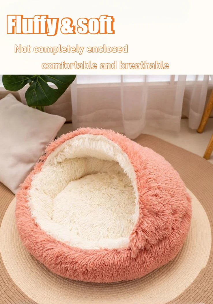 2 in 1 Soft Plush Pet Bed 50CM with Cover Round Cat Bed Pet Puppy Mattress Warm Cat Dog Sleeping Nest Cave for Small Dogs Mats